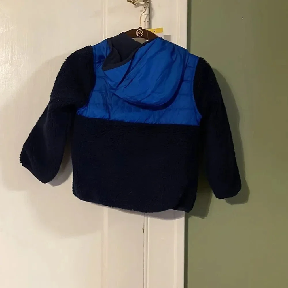 #12 1 Madison Sherpa Pullover Winer Jacket with Hood & Pront Pouch Blue Size 5